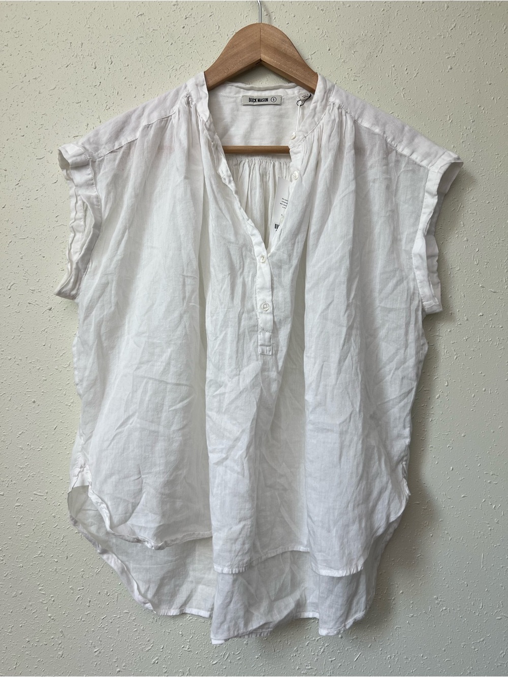 New Buck Mason White Heirloom Cotton
Sleeveles Blouse Size S